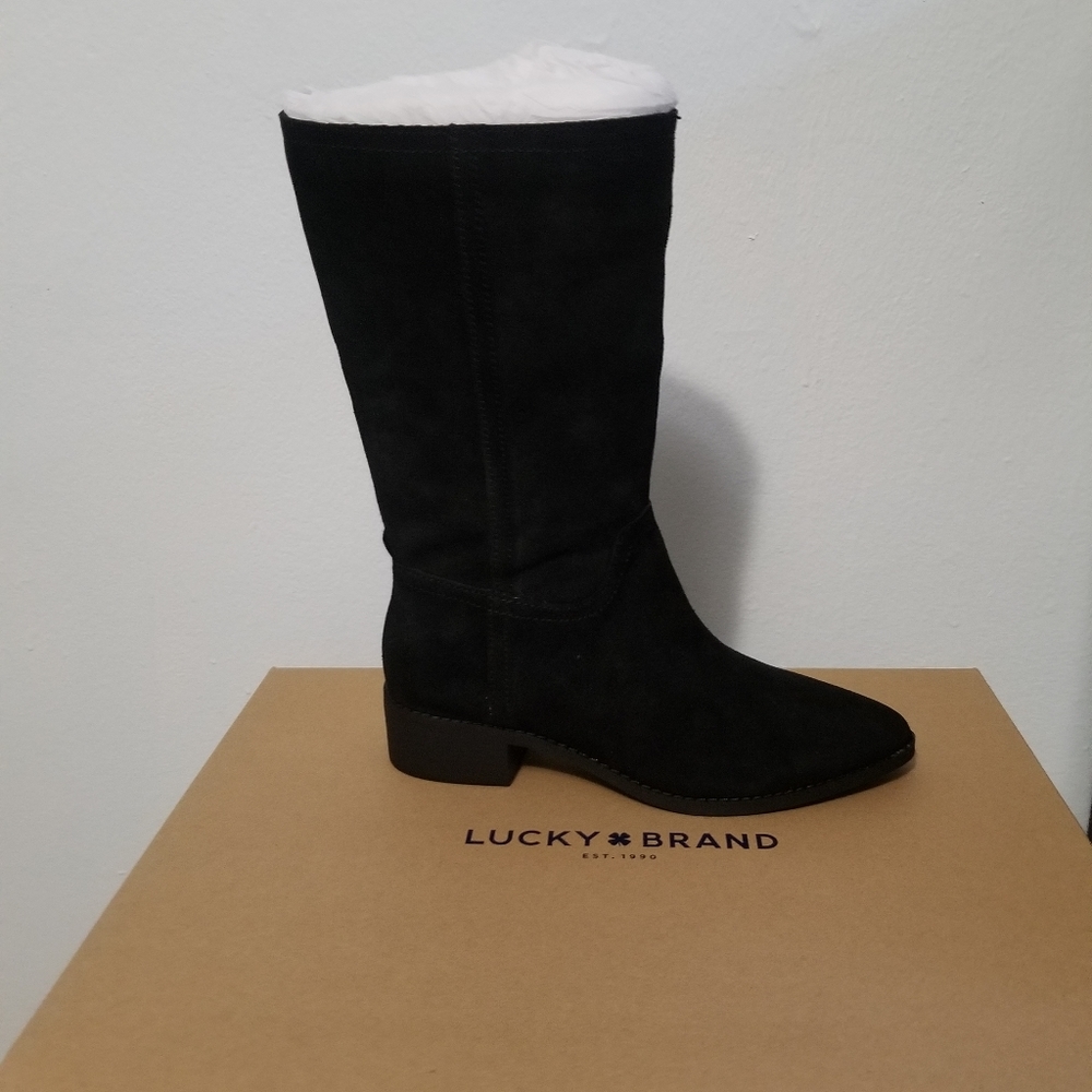 LUCKY BRAND SUEDE LEATHER BLACK BOOTS